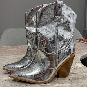 Silver cowboy boots